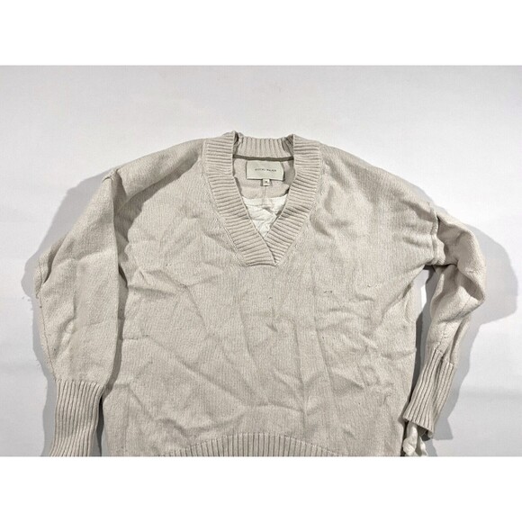 BROCHU WALKER Women’s Sweater Knit Ivory Cotton Cashmere Layered V Neck Sz M - Picture 2 of 10